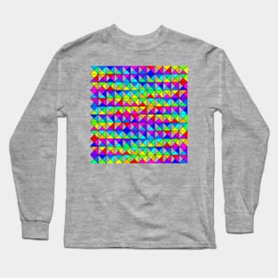 Colorful Diamond Square Quarter Transparent Long Sleeve T-Shirt